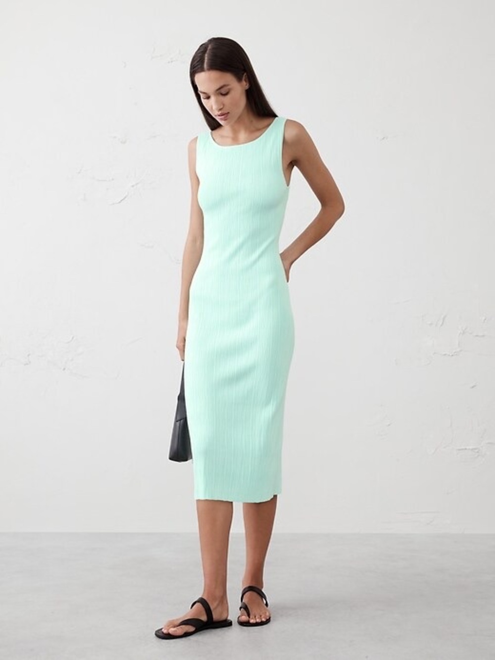 Banana Republic Factory Mint / Aqua Ribbed Sleeveless Midi Sweater Dress (M) NWT